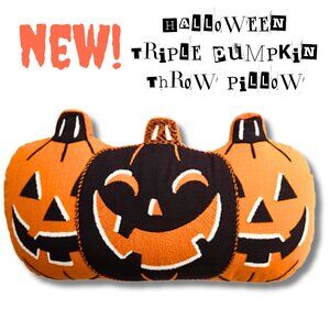 NEW NWT HALLOWEEN Holiday Decor Jack-o-Lantern Pals Orange Throw Cushion Pillow